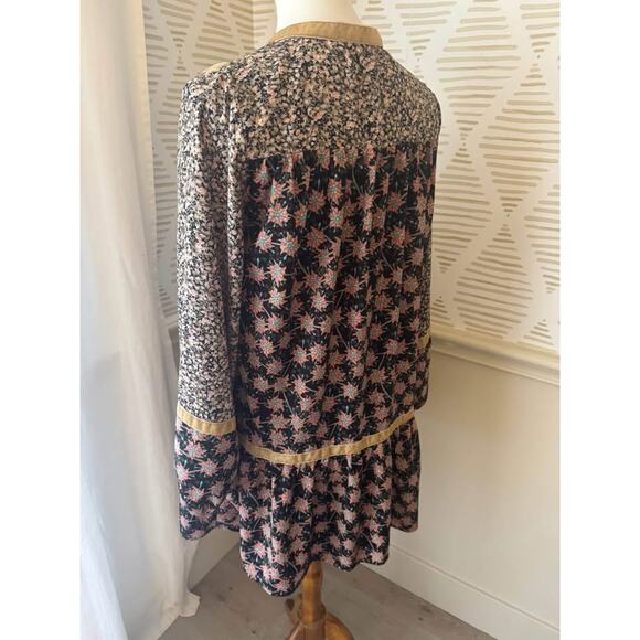 Entro Women’s Small Velvet Trimmed Black Peasant Dress - Picture 3 of 6